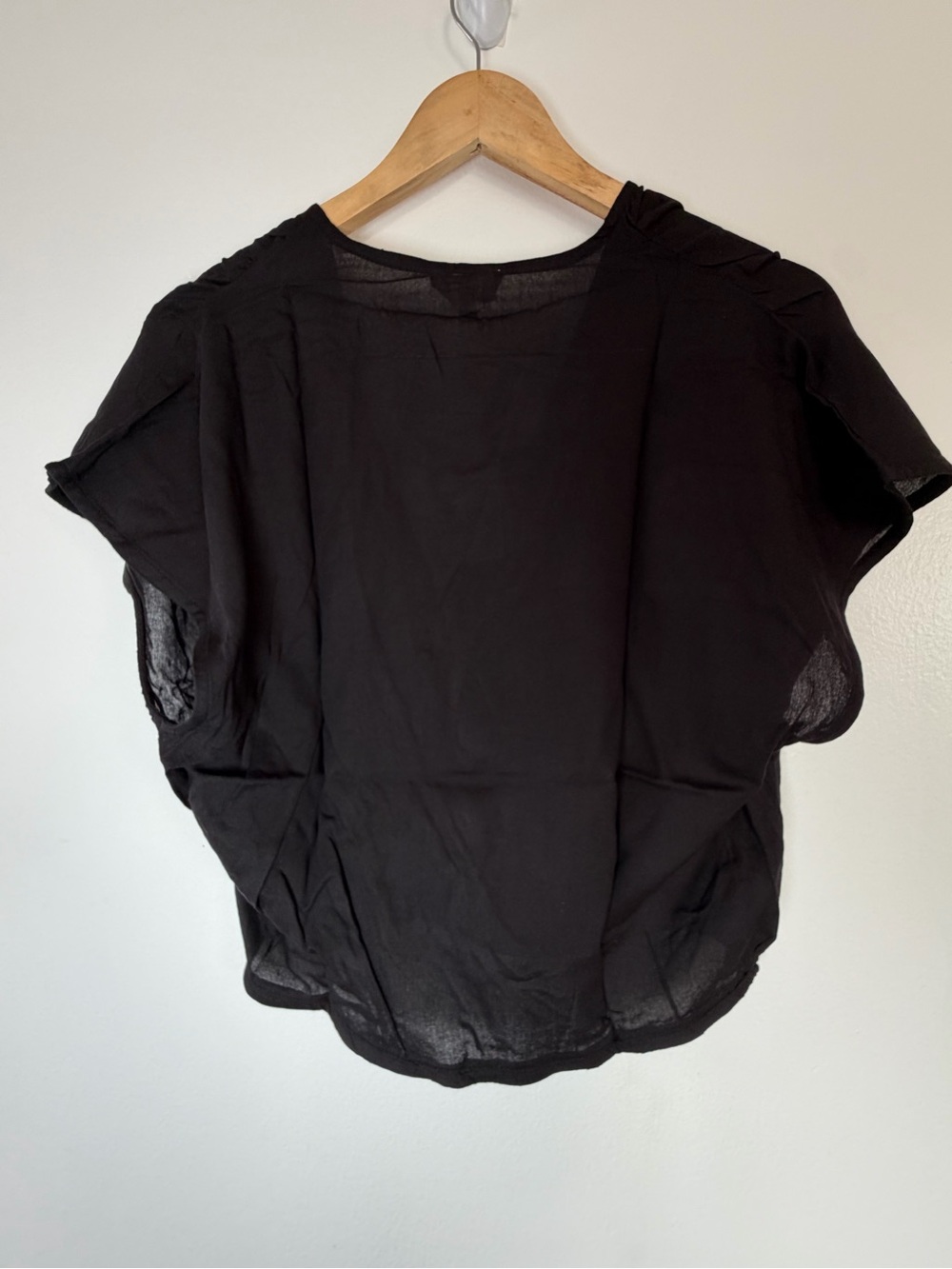 Elan Black Sheer Wrap Blouse Top Short Sleeve Size Large NWT - Picture 2 of 7